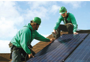 Contractors installing Solar PV on a roof